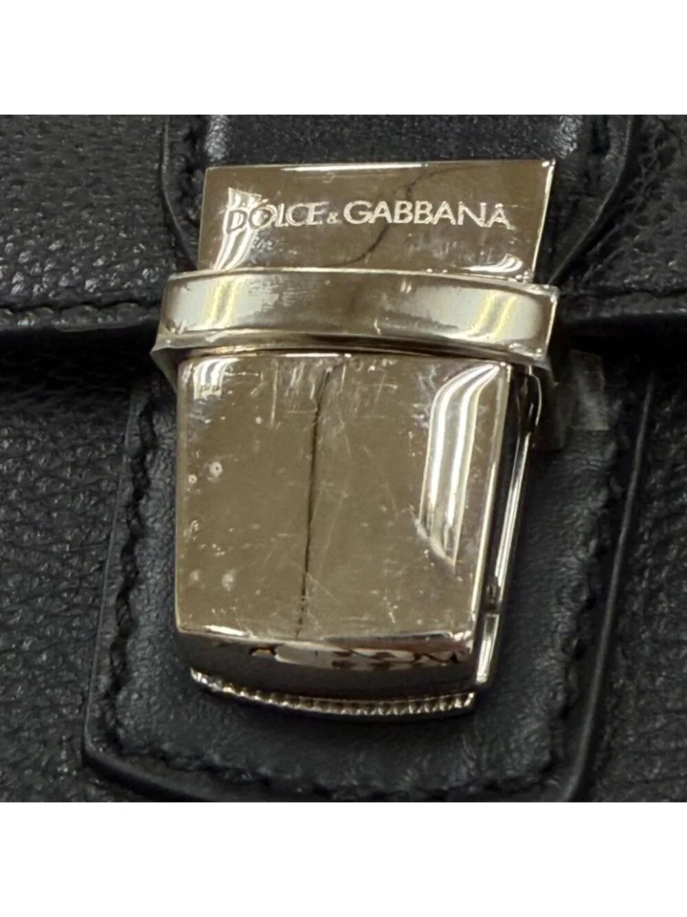 Dolce & Gabbana Leather Cushioned Pocket 2-Way Business Briefcase Black Included